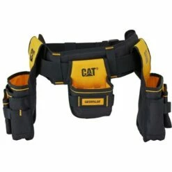 Porte Outils Professionnel Ceinture Bricolage Caterpillar Sangle Rembourée 3 Poches Taille Réglable
